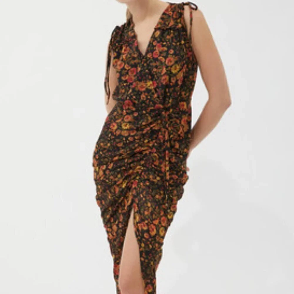 Dress Forum Los Angeles Born to Run Floral Ruched‎ Midi Dress Small NWT - Picture 9 of 9